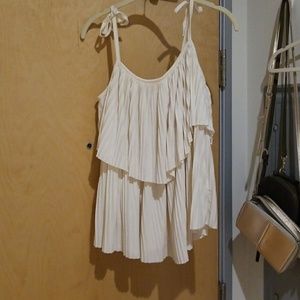 Off white layered ruffle spaghetti strap tanktop